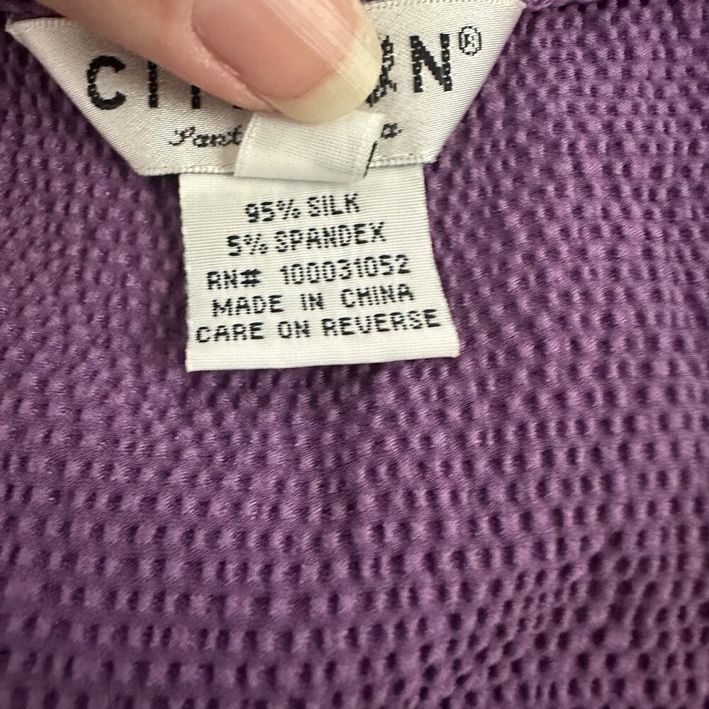 Citron Womens Shell Tank Top Size XL Purple Silk Blend Pebble Texture Scoop Neck - Picture 6 of 10